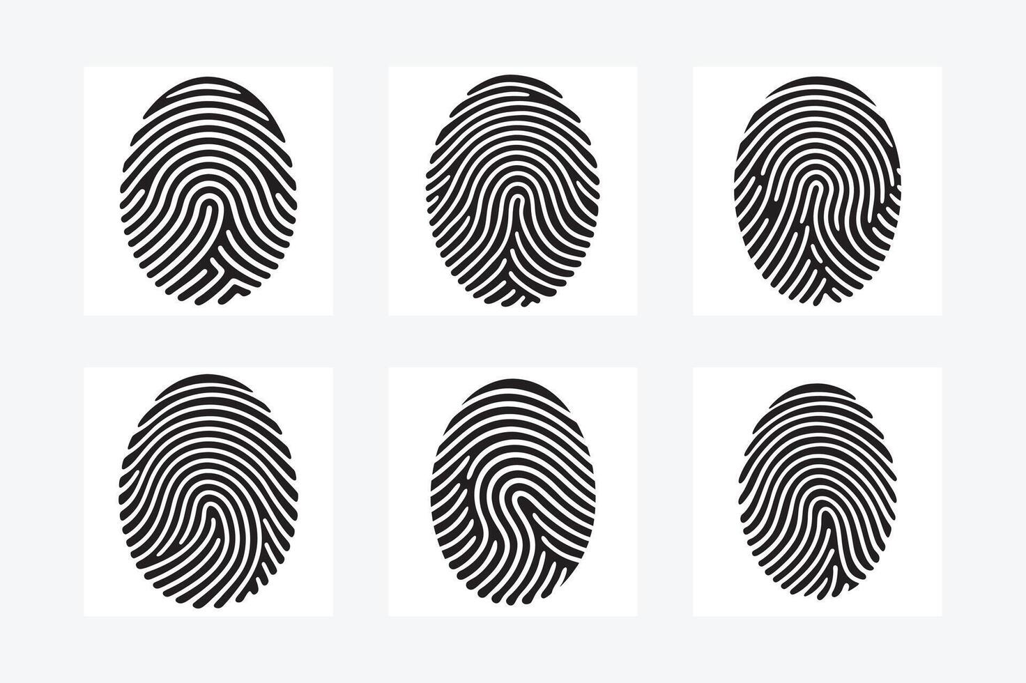 Fingerprint set design silhouette illustration on white background vector