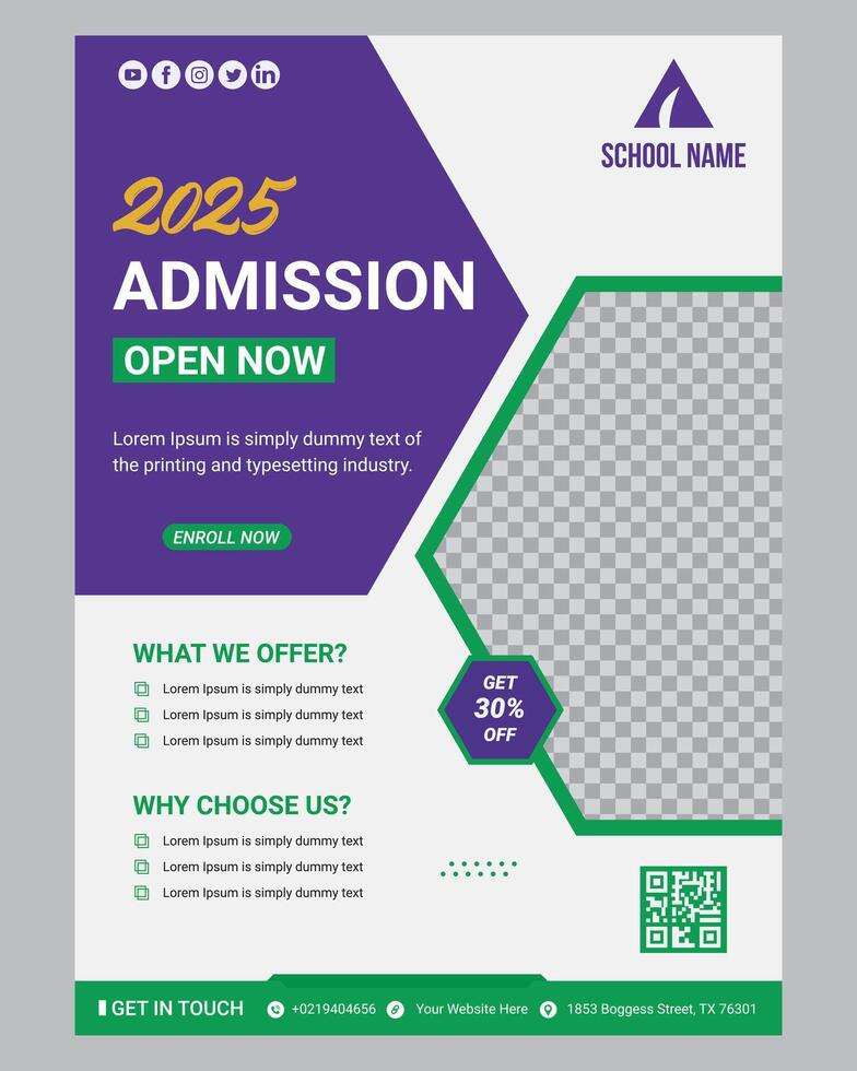 School Education Admission Flyer Template vector