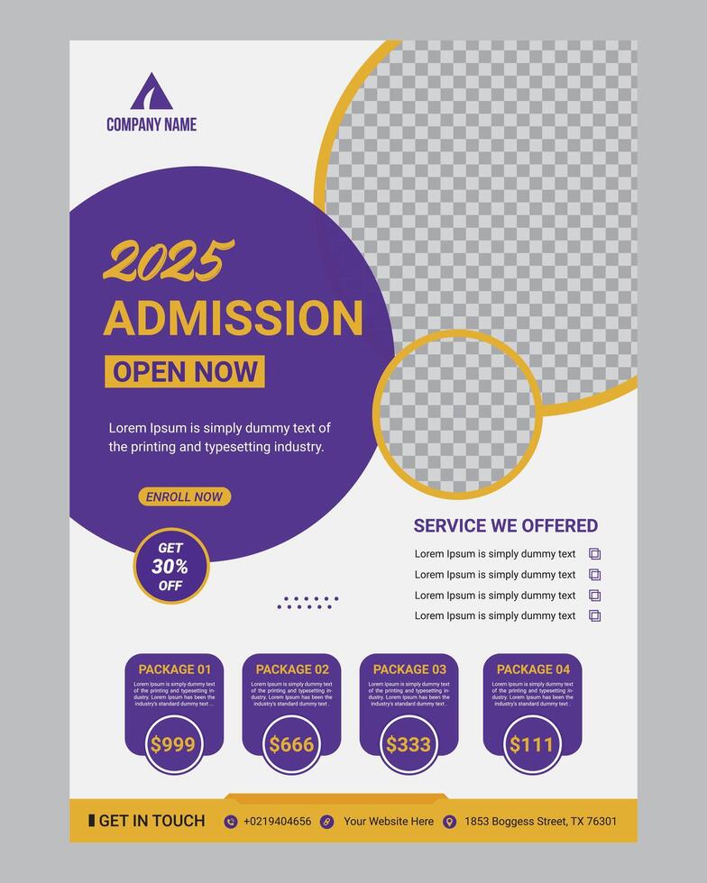 School Admission Flyer Design vector