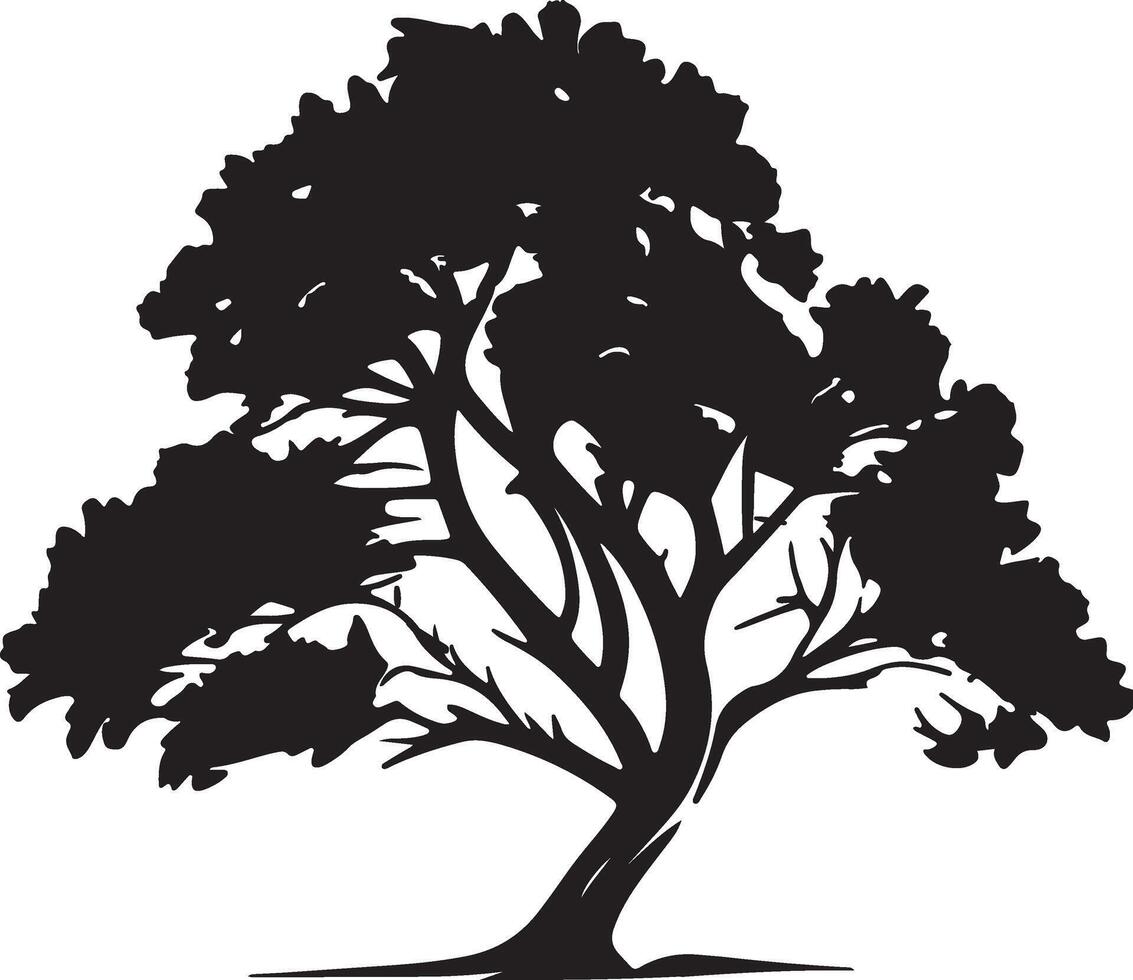 Serene Shadows Tree Silhouettes on White Background. vector