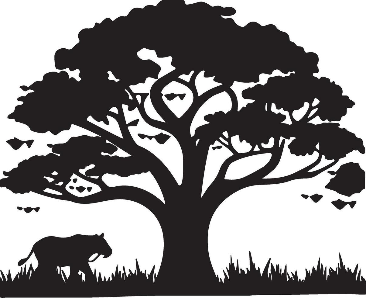 The Essence of Trees Silhouettes on White Background. vector