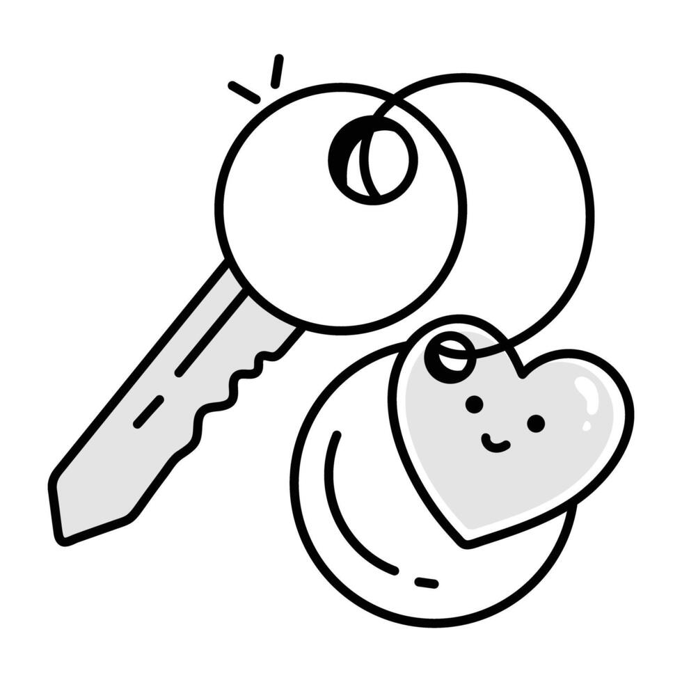 Lovely keychain icon in doodle style vector