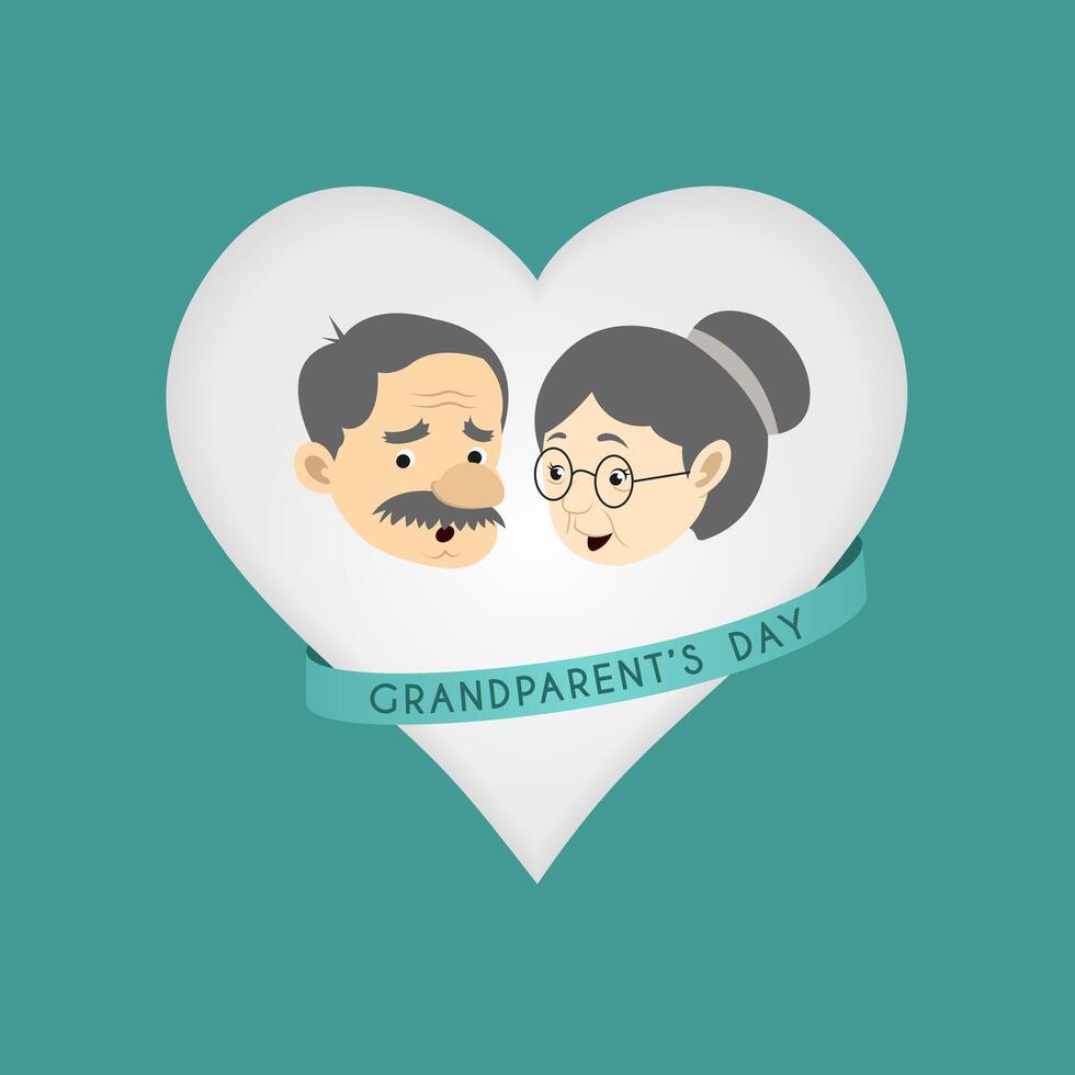 illustration of grandparents in a circle of love and tied with a green ribbon vector