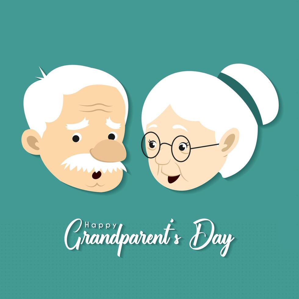 head illustration of a grandparent with white hair on a green background, perfect for world grandparents day vector