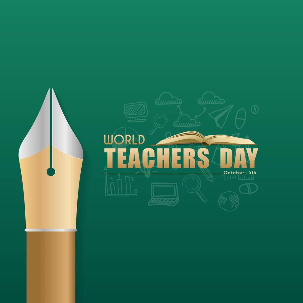 Celebration of World Teachers Day. with a pointed pen design and an open book vector
