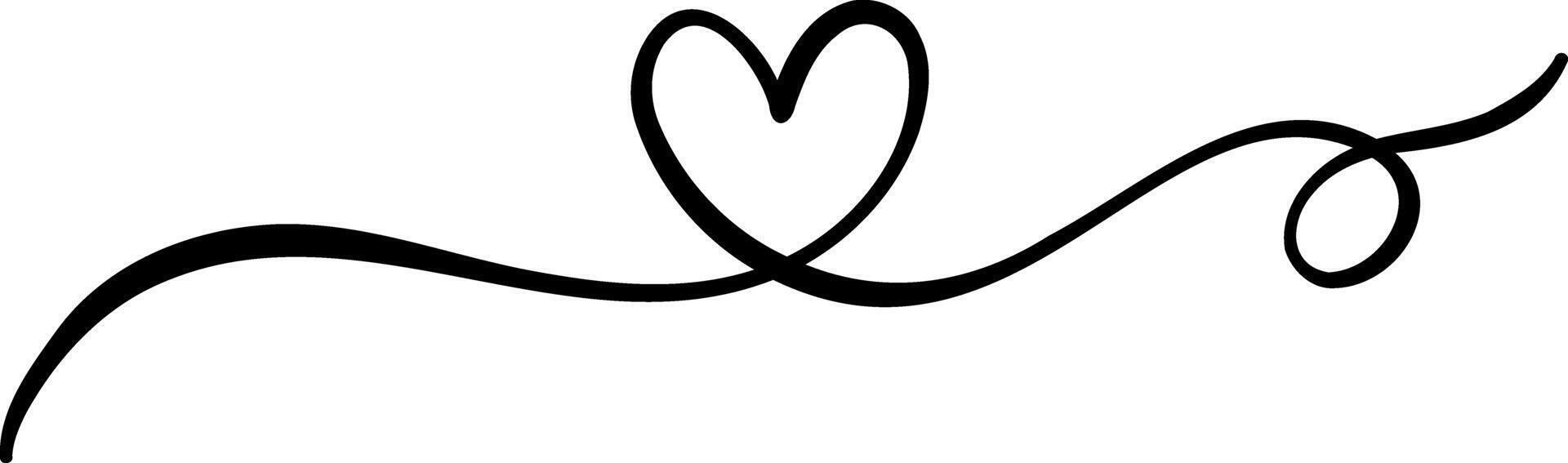 Heart line art decorative element, elegant, valentine banner design vector