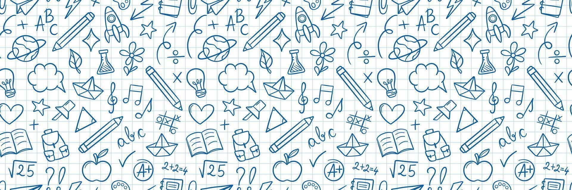 Back to school seamless repeating banner pattern background vector