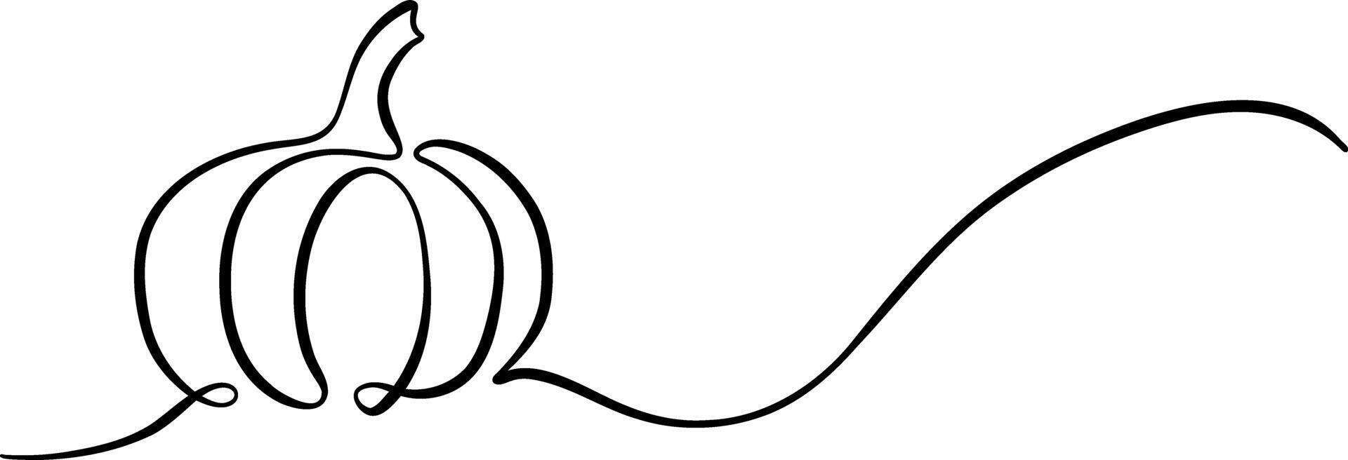 Pumpkin single line art, elegant banner design, isolated vector