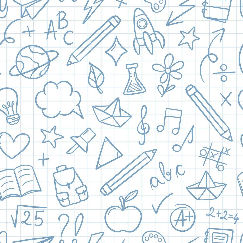 Checkered back to school pattern, repeat tile vector