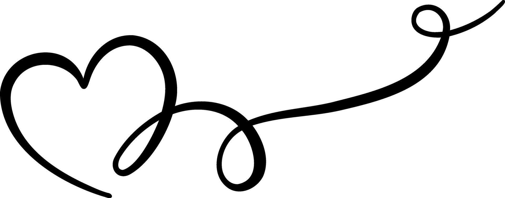 Heart single line loop banner decorative element ink design vector