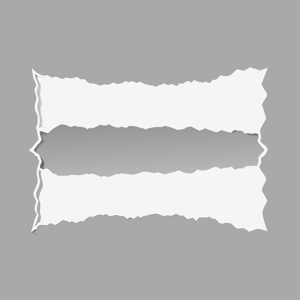 Strips Ripped torn paper. gray with white paper. strip gray torn vector