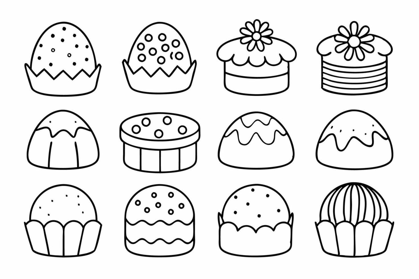 Outline cake home made icon set with beautiful shape vector