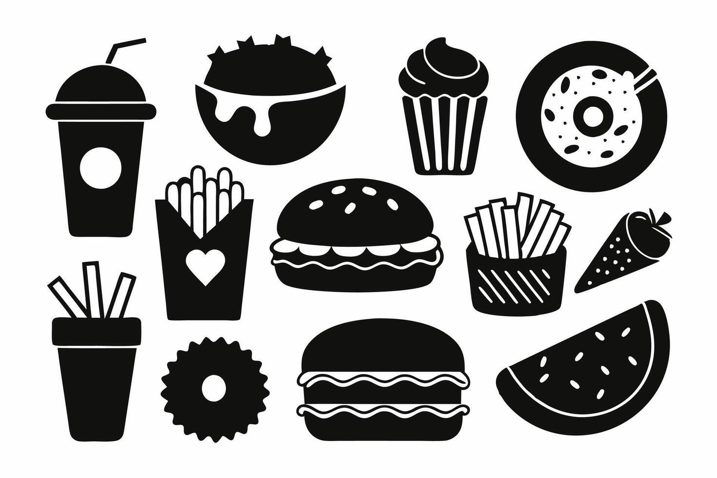 Fast food silhouette icon for your business outline icon vector