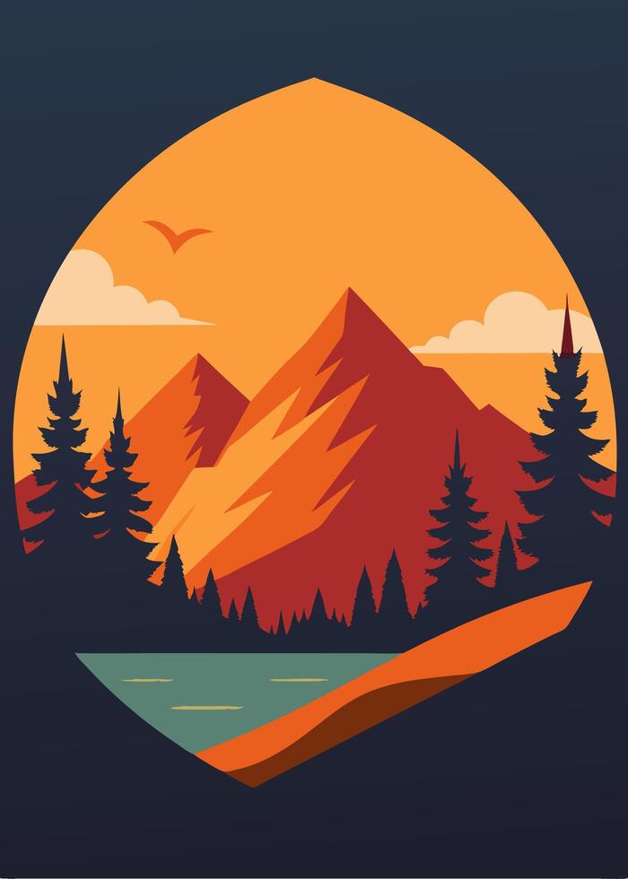 Portrait image frame autumn flat, fall leaf from tree at autumn season vector