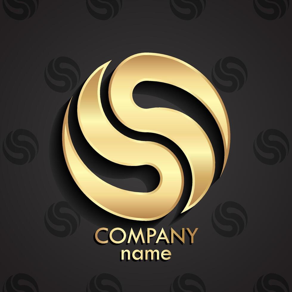 3d golden modern circle logo vector