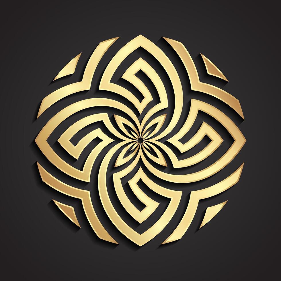 ornamental decorative circle golden symbol design vector