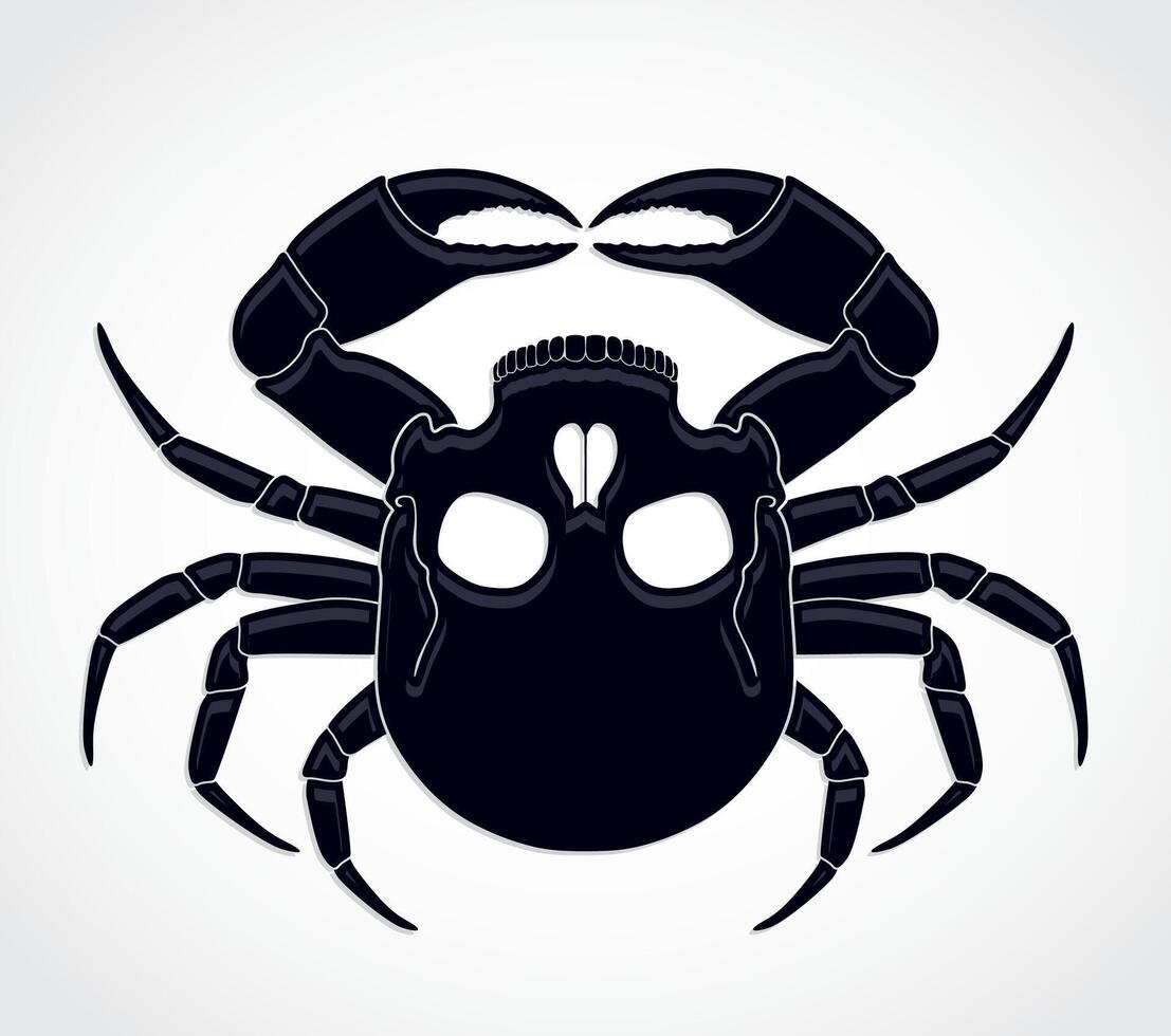 crab skull scary silhouette tattoo logo design vector