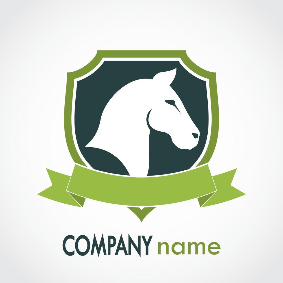 horse heraldry shield green logo vector