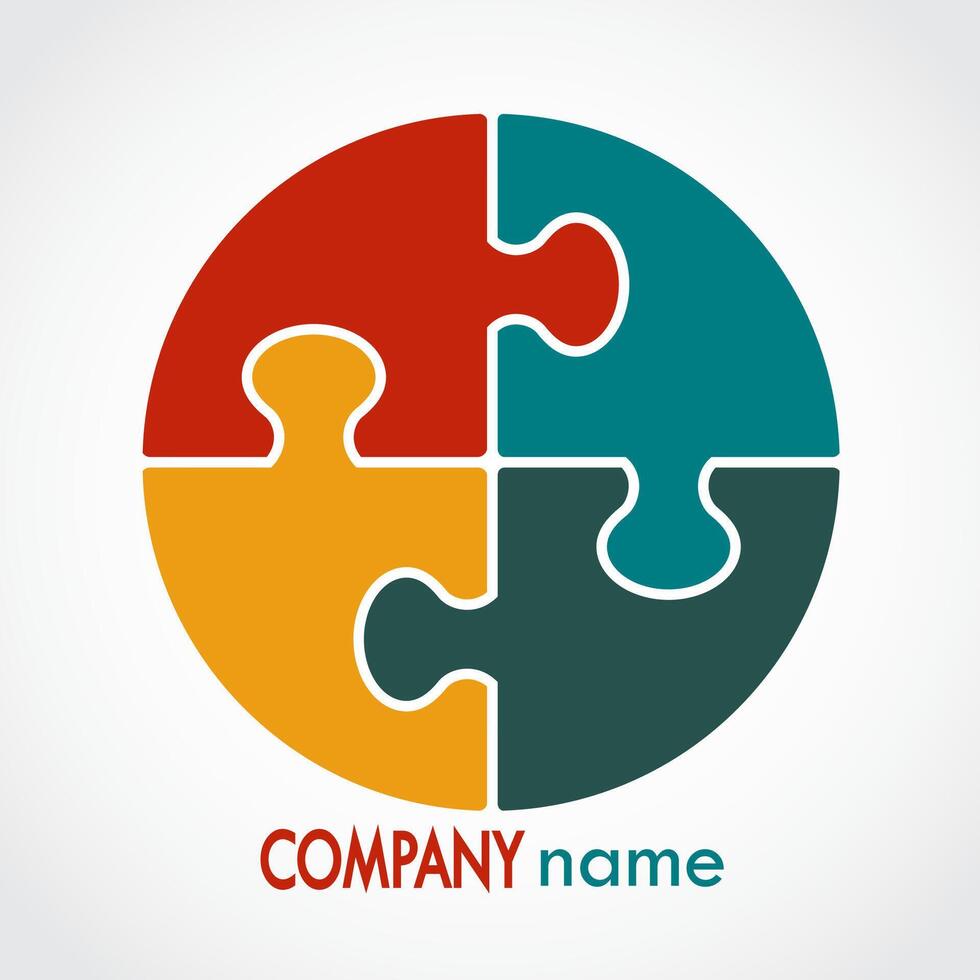 puzzle colorc circle logo design vector