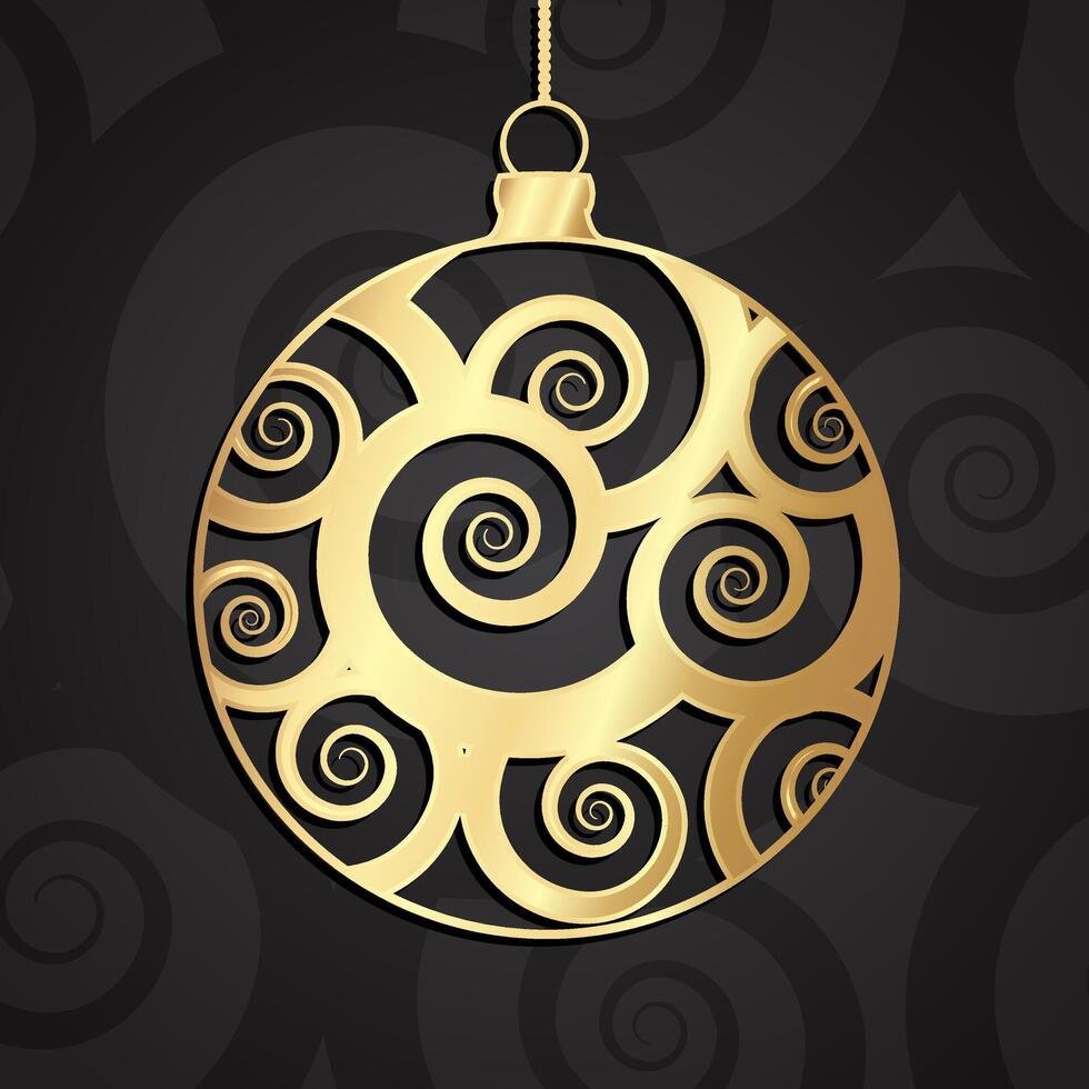modern shape golden christmas ball vector