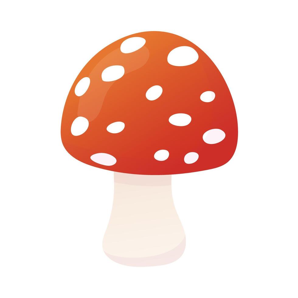 Little cute fly agaric cartoon illustration. Poisonous mushroom. Isolated on white. vector
