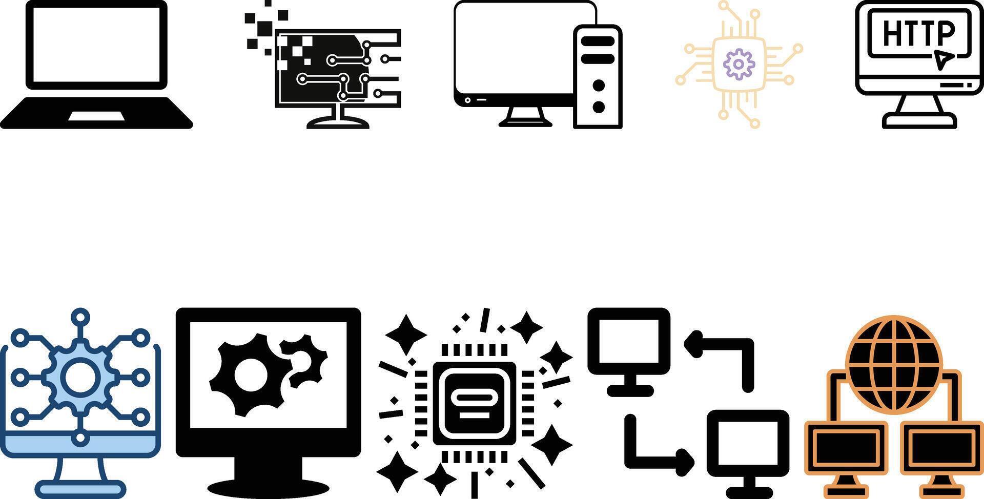 Computer Technology icon collection vector