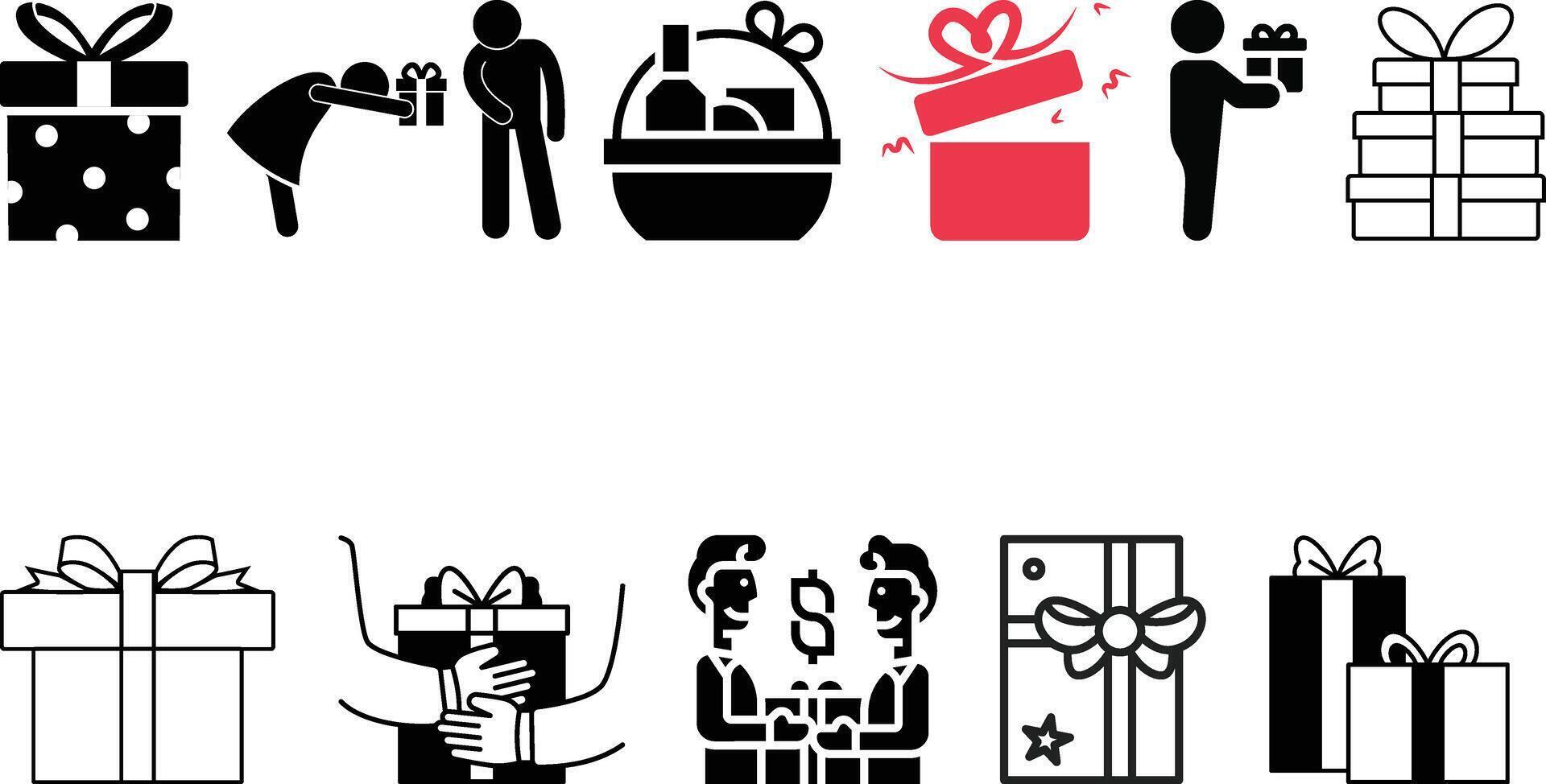 Gifts icon set collection designs vector