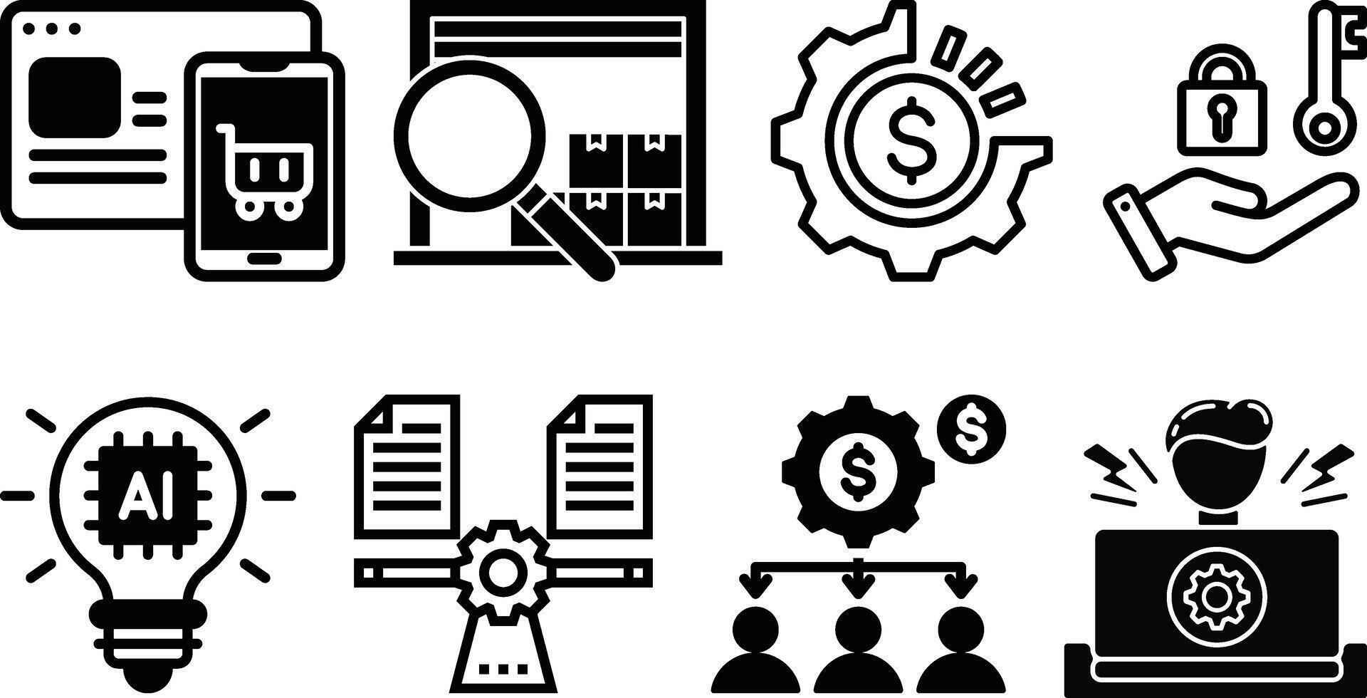 website and app icon graphic collection design vector