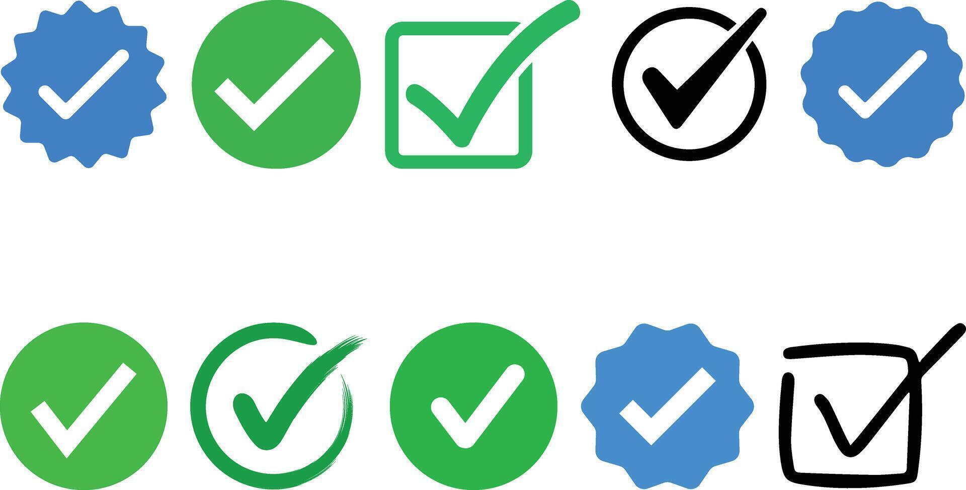 Checkmark icons in various colors vector