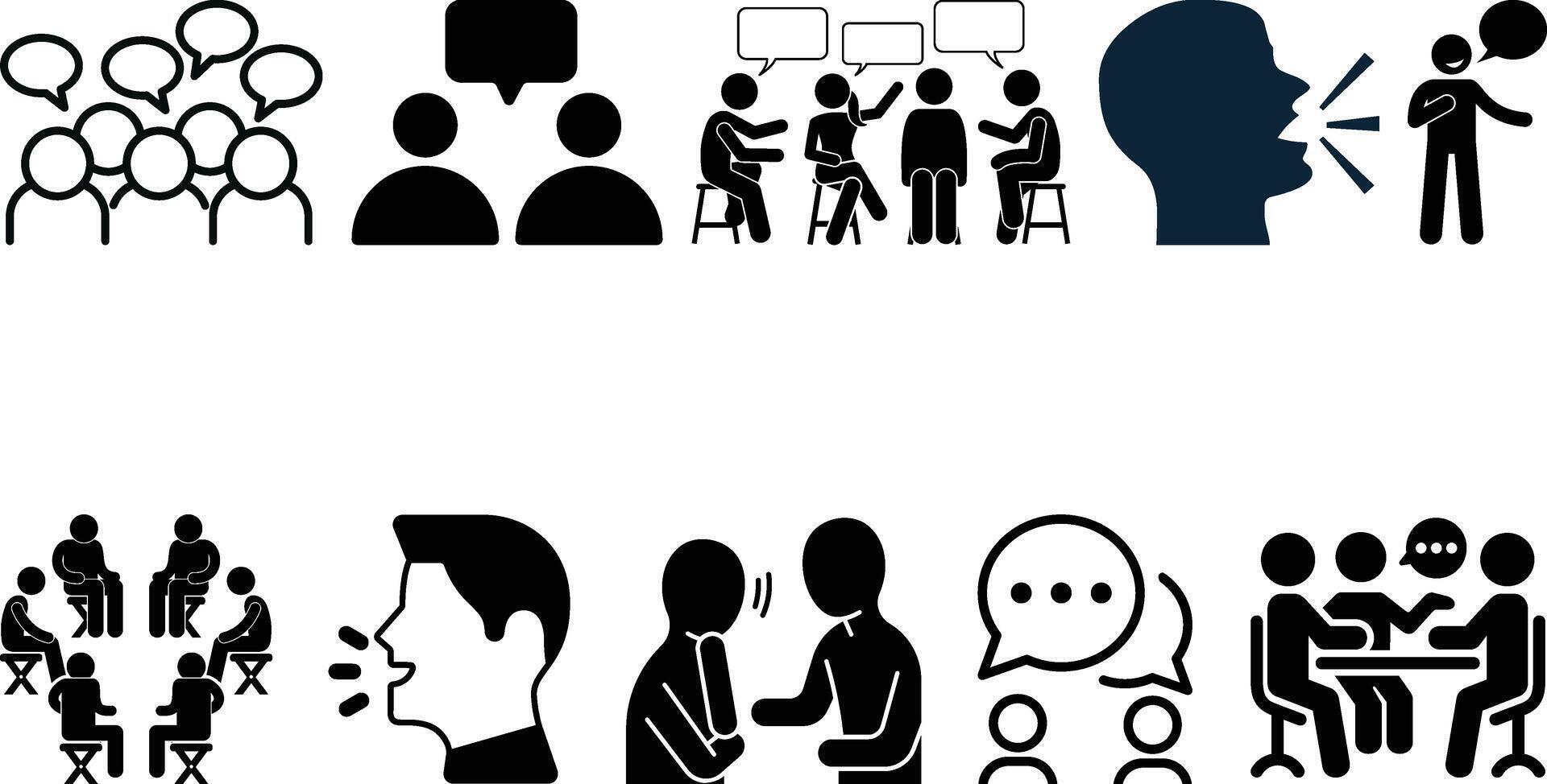 People talking icon set collection vector