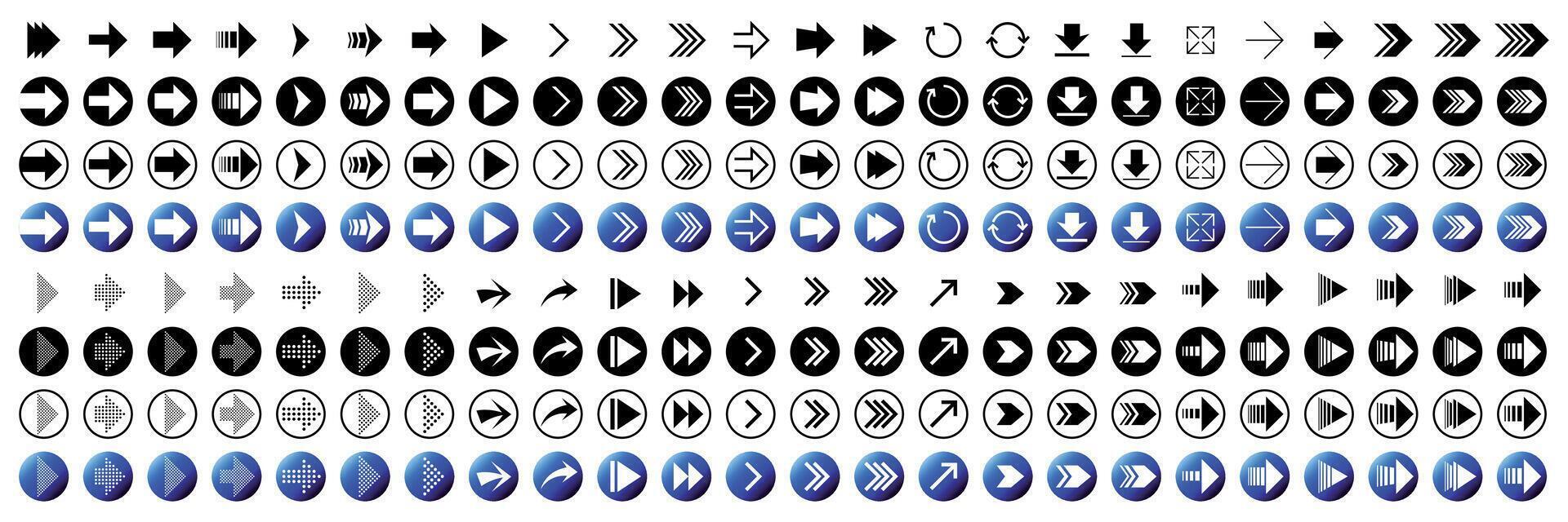 Set of Buttons with Arrows vector