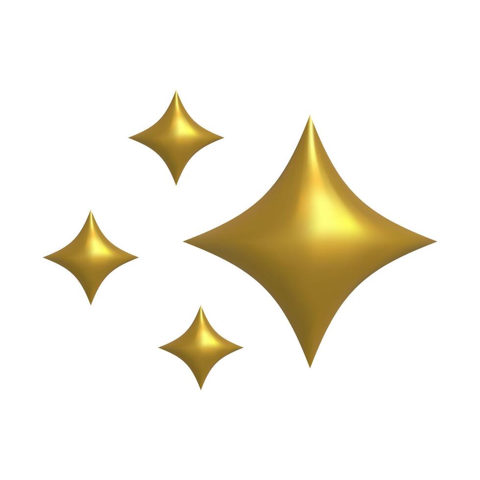 Shining golden stars emoji.3d style gold star icon,twinkle social media platform symbol on transparent background. illustration EPS 10 vector