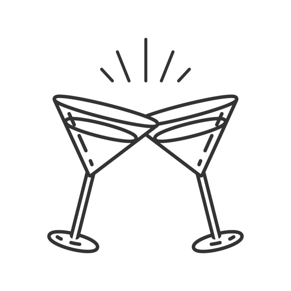 Cocktail glasses icon.Cheers symbol.Party and celebration simple pictogram.Cocktail party invitation sign for greeting card,postcard,invitation,menu.Transparent background. illustration EPS10 vector