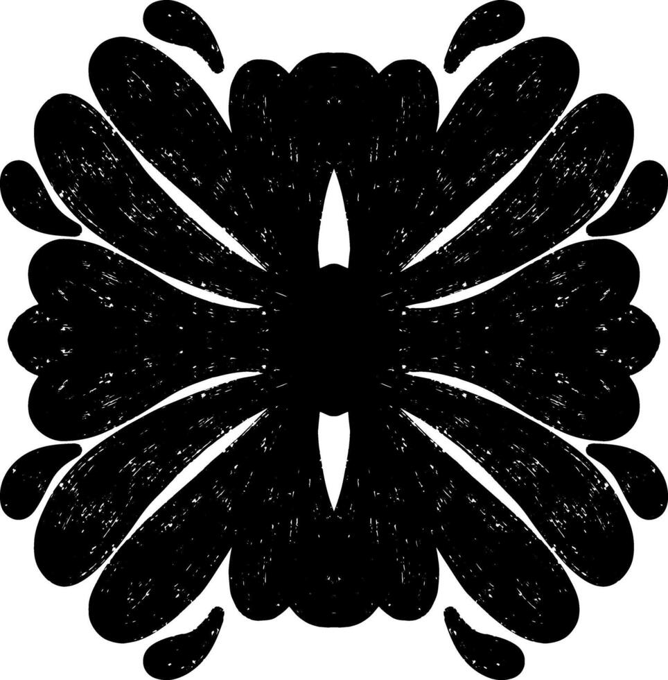 a black and white flower design with a white background vector