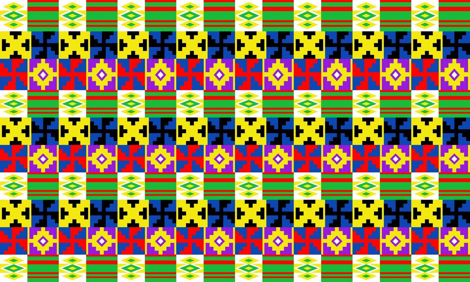 a detailed pattern composed of square shape designs with green,red,blue,black,yellow,purple,white, design for fabric or various pattern printing works. vector