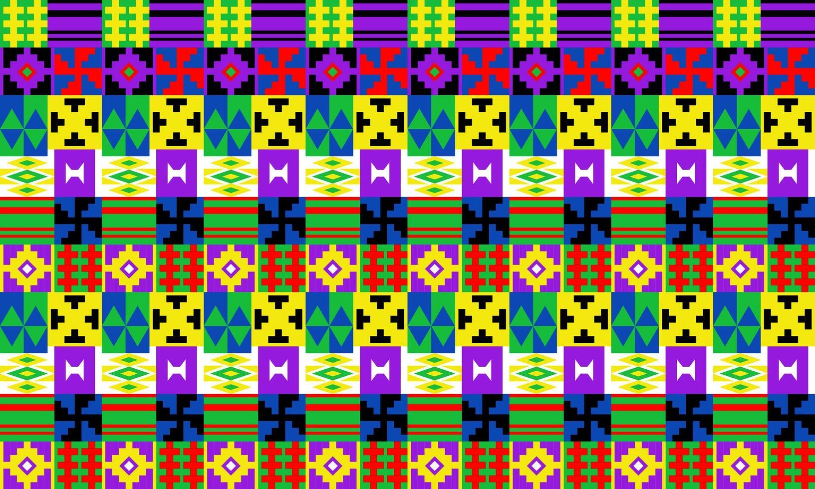 a detailed pattern composed of square shape designs with white ,purple,black,yellow,red,blue,green , design for fabric or various pattern printing works. vector