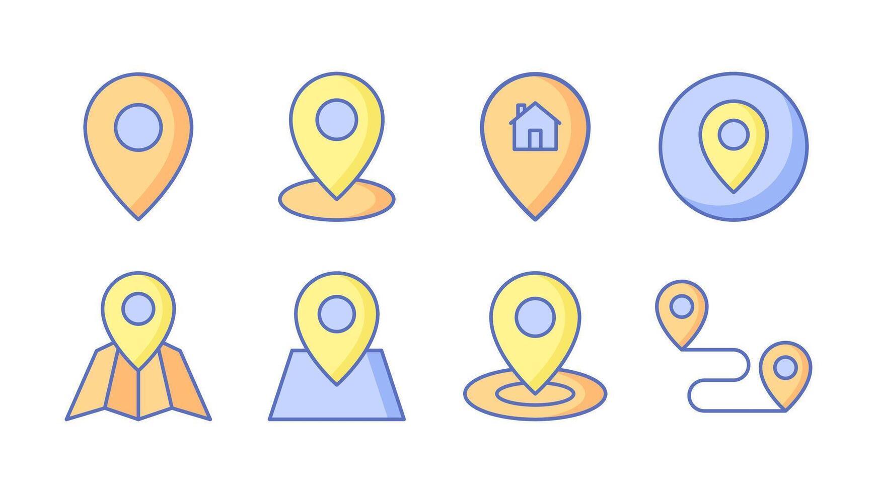 Set of pin location markers. Modern colorful outline map icons. illustration vector