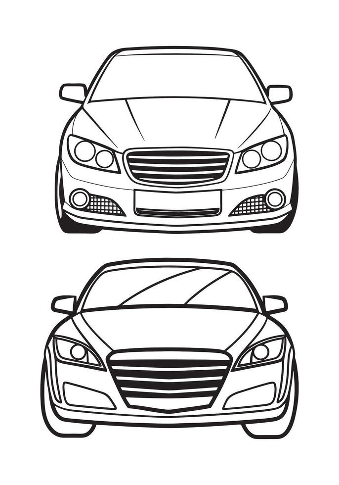 Car line art and car logo symbol design. vector