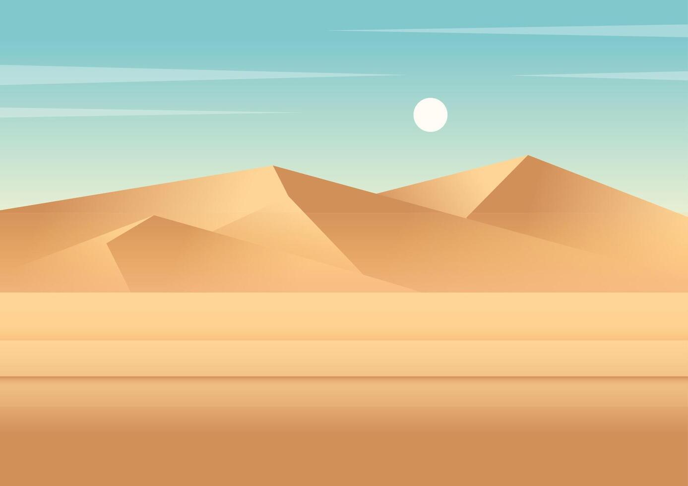 Orange desert landscape gradient dunes illustration. Travel to Egypt flat style cartoon vector
