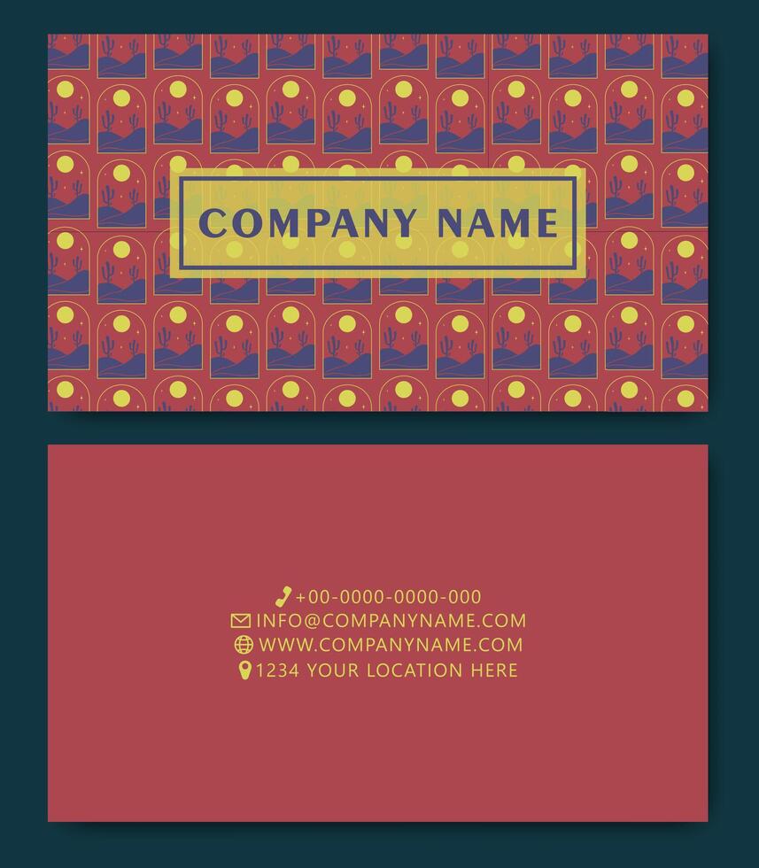 Business card design template in modern style. Double sided corporate card template with travel elements vector