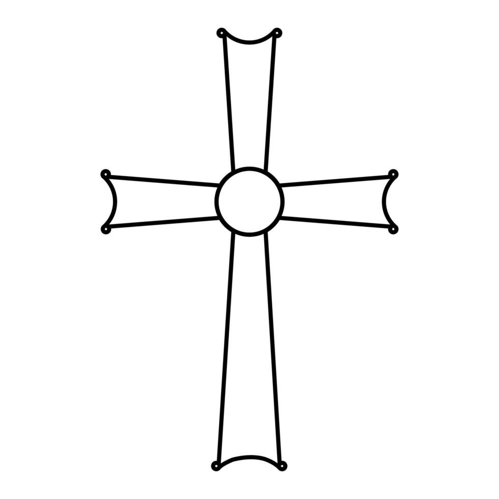 Ancient Christian cross icon symbol. Outline illustration vector