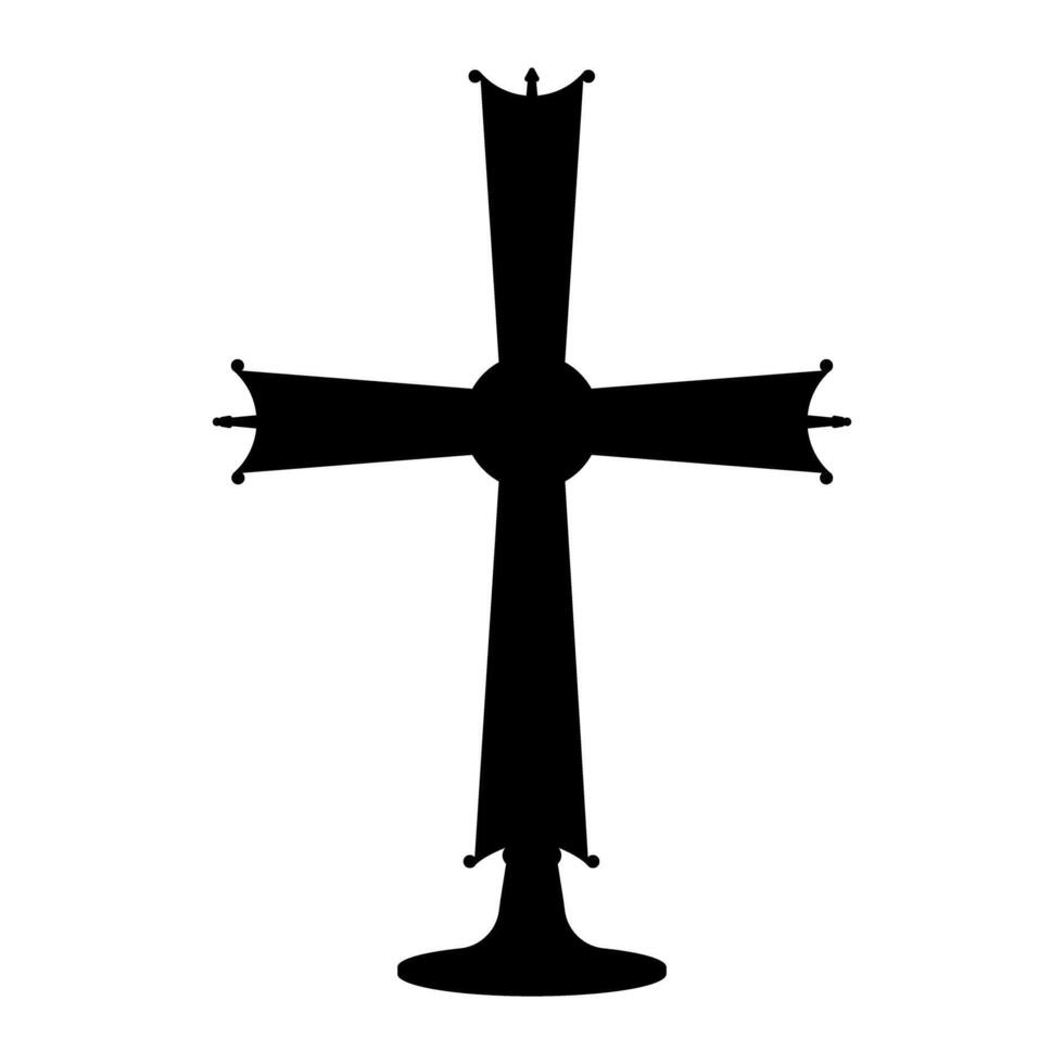 Ancient Christian cross silhouette icon symbol vector