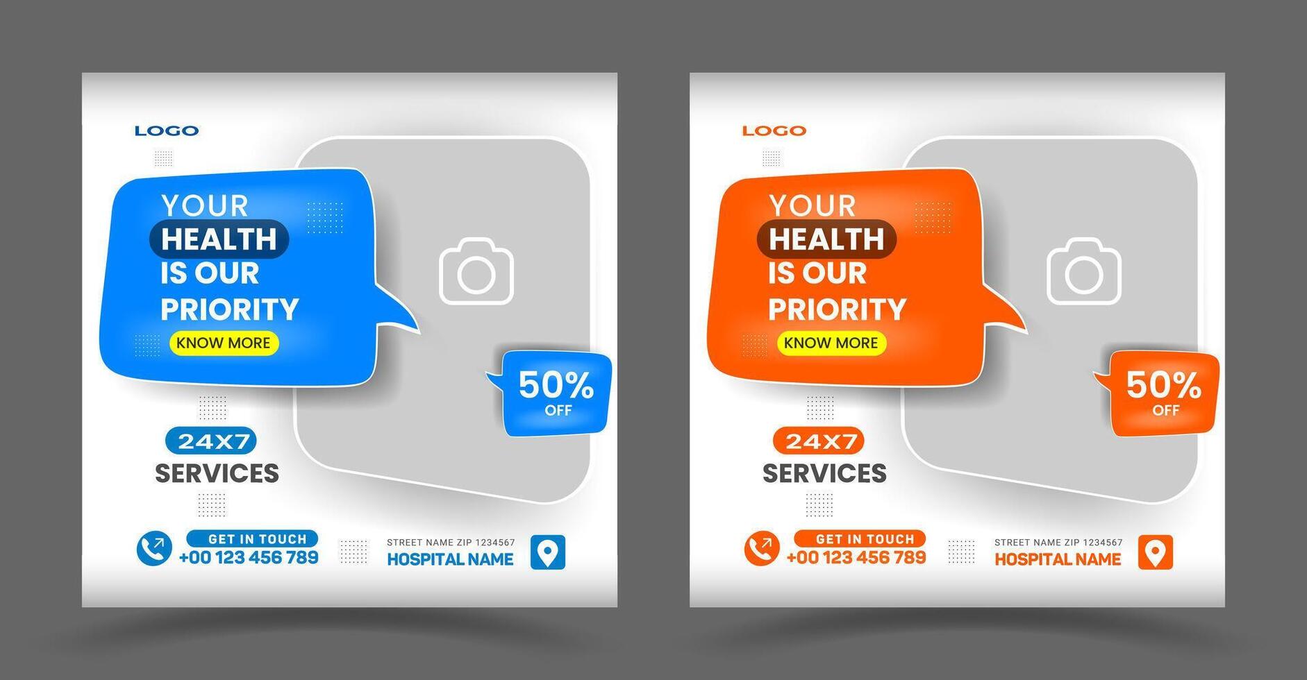 Medical healthcare social media post template design vector
