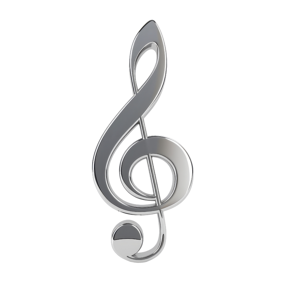 Silver Treble Clef Music Note Symbol png