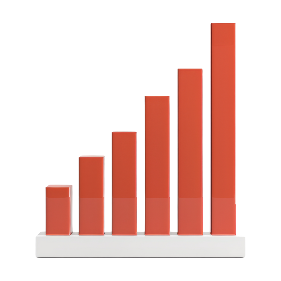 Red Bar Chart Showing Growth png