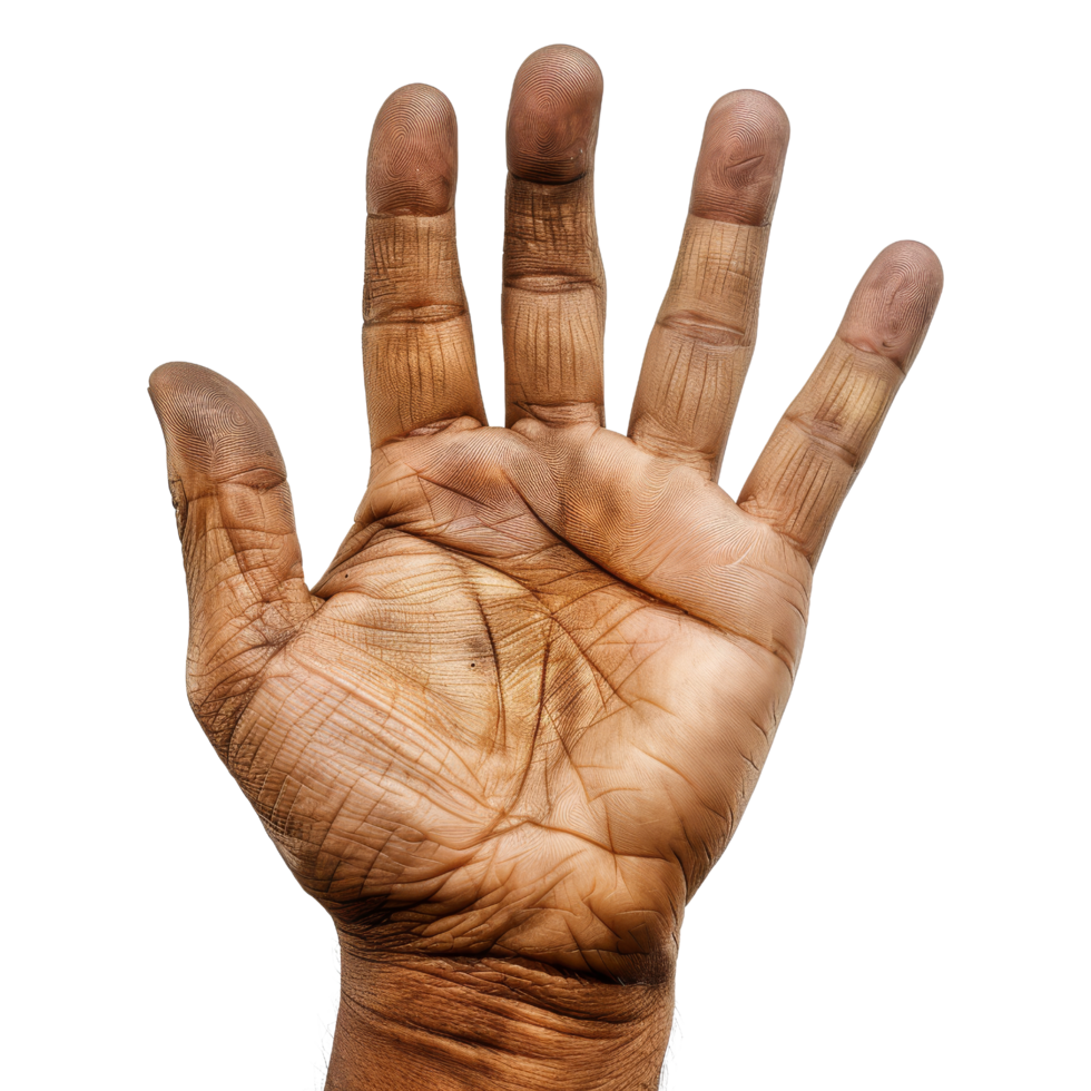 avvicinamento di un' rugosa mano con Aperto palma png