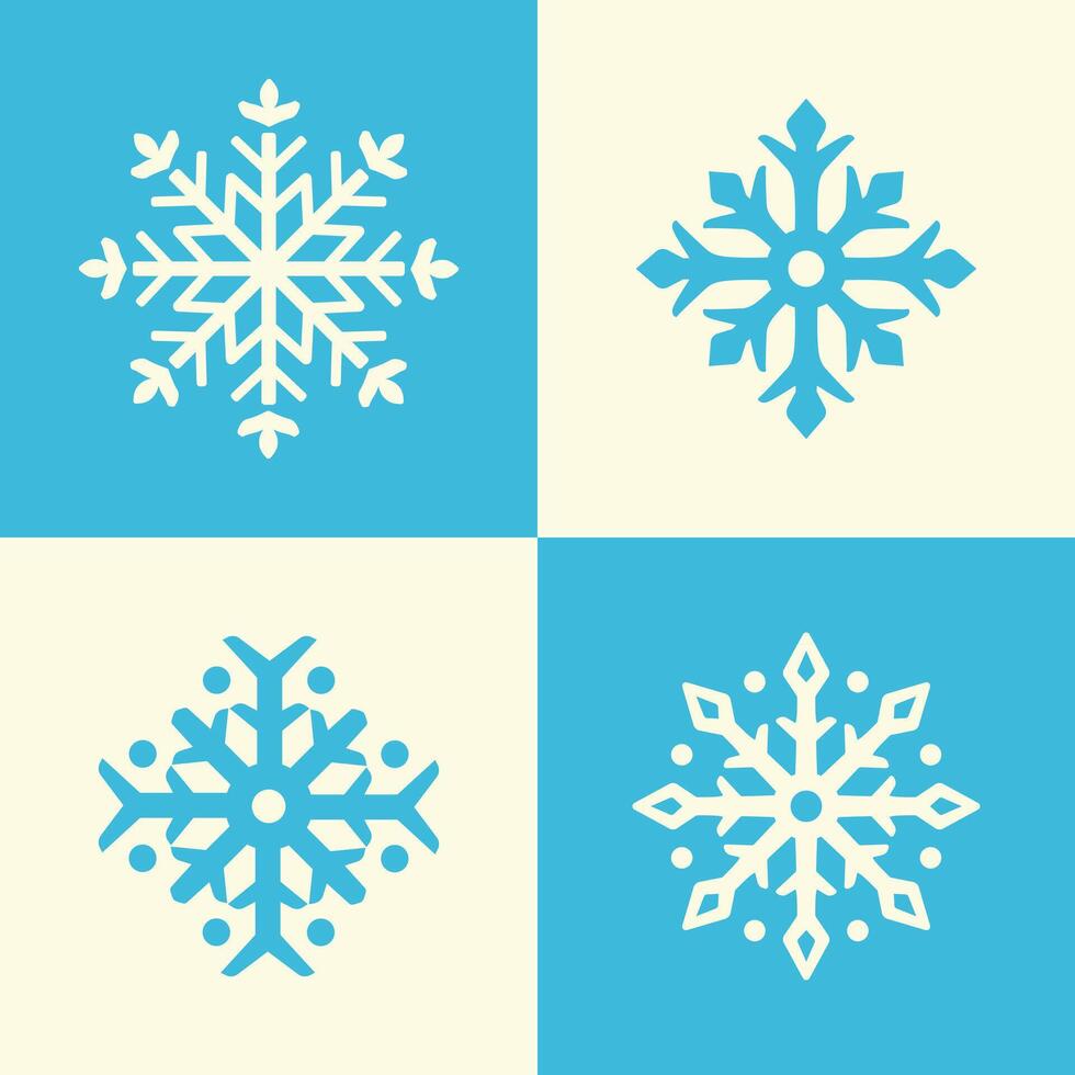 Collection of Snowflake Ornament Illustrations. Often used in freeze appliances, seasonal graphics, or weather-related visuals. vector