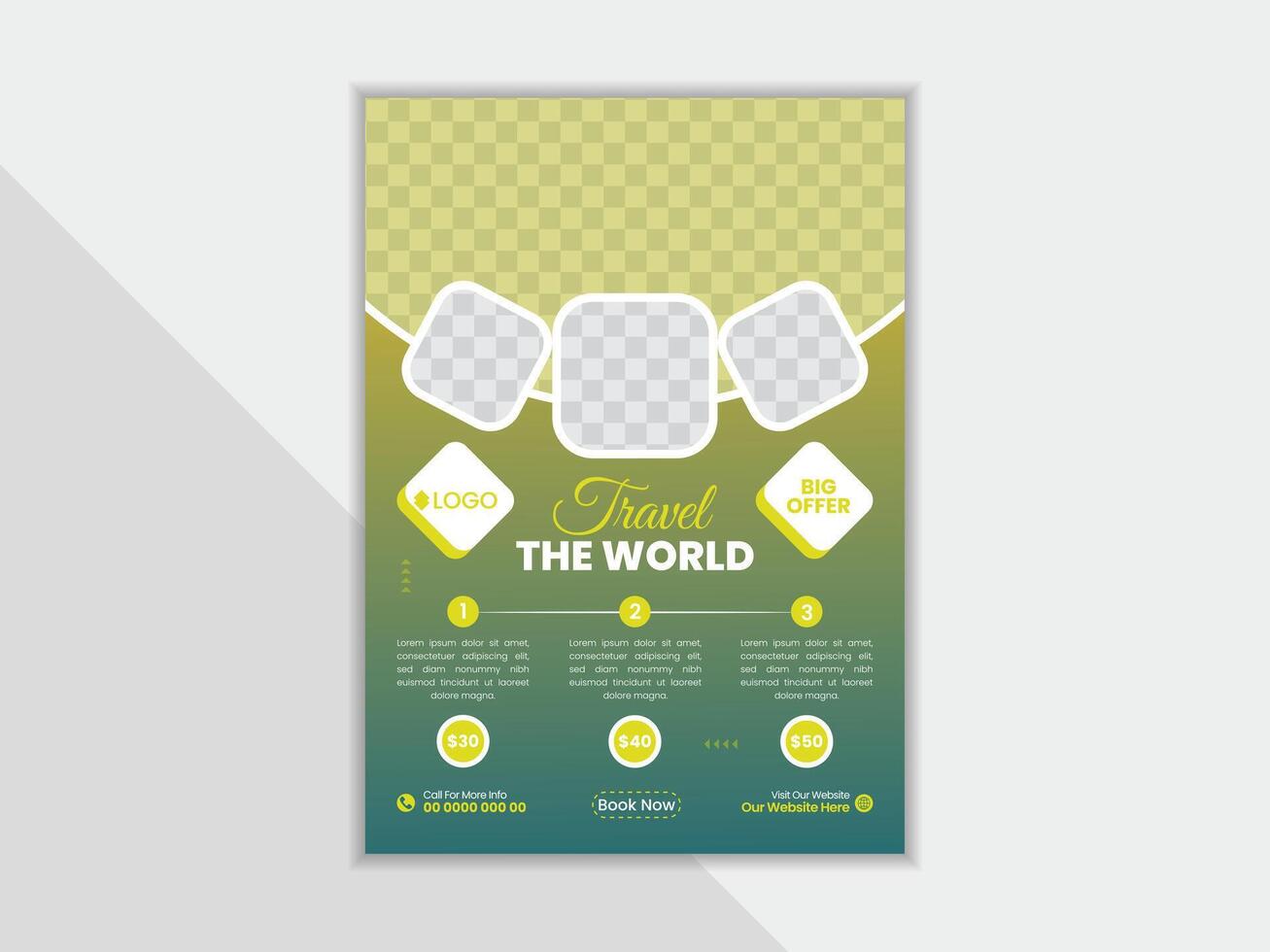Travel flyer design for your company. vector