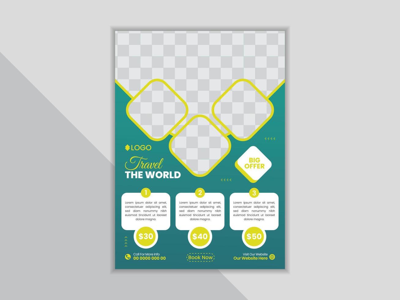 Travel and holiday flyer design for print vector