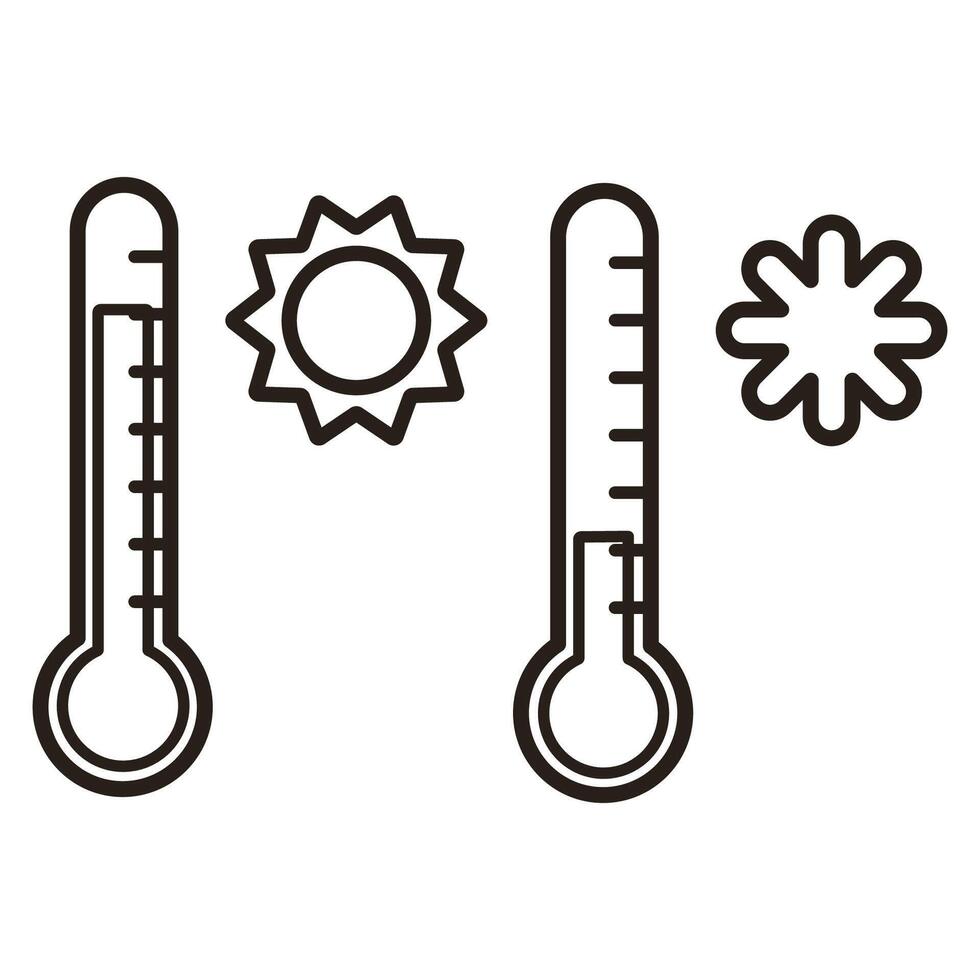 Cold and hot temperature icon. Black outline. illustration isolated on white background vector